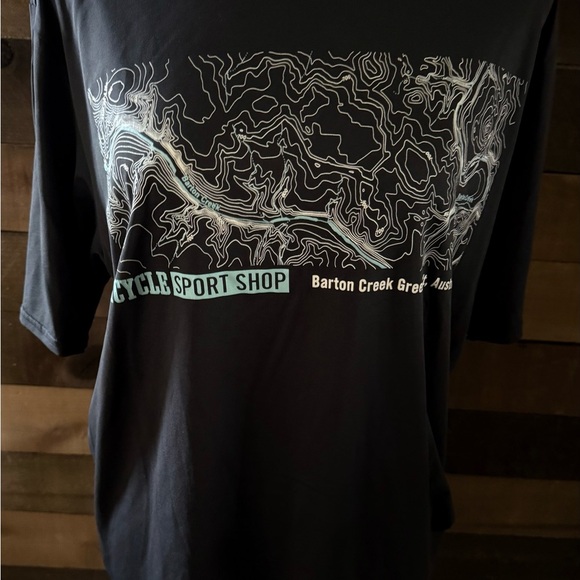 Patagonia Black Graphic T-Shirt with Map Design of Barton Creek Green Belt - Picture 3 of 5